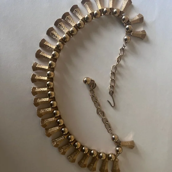 Vintage Gold Tone Geometric Egyptian Revival Collar Choker Necklace - Picture 3 of 5